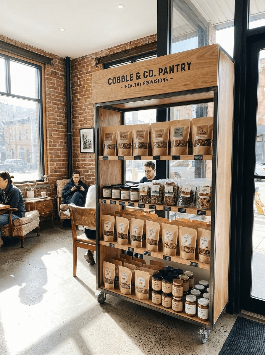 Cobble & Co. curated pantry shelf with packaged goods